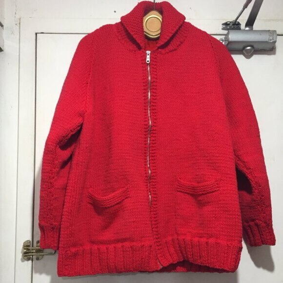 VINTAGE HANDMADE KNIT WOOL SWEATER JACKETS SIZE M - Picture 4 of 4
